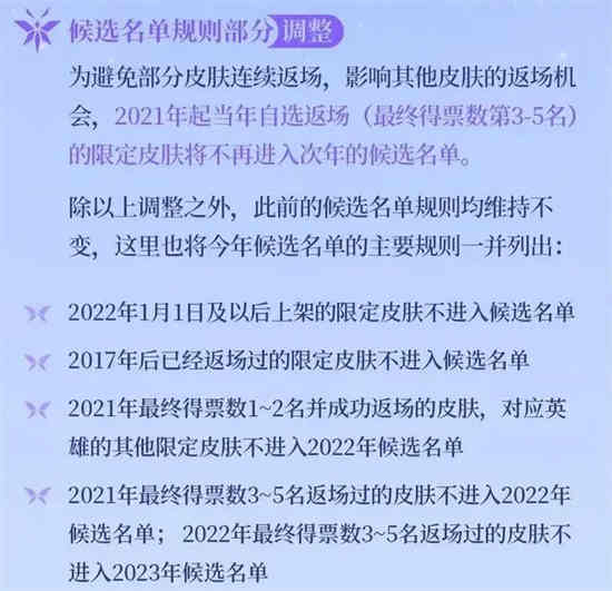 王者荣耀返场皮肤最新消息