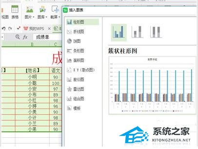 Wps如何将表格数据做成柱形图