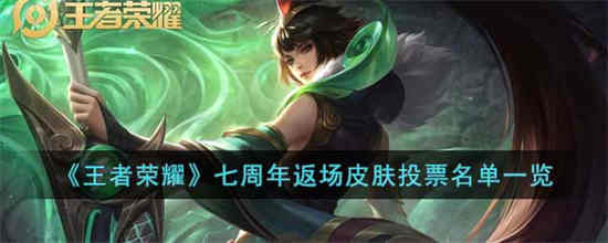 王者荣耀七周年返场皮肤投票结果