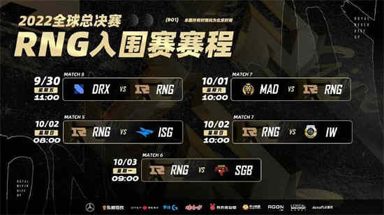 英雄联盟S12赛程RNG如何安排