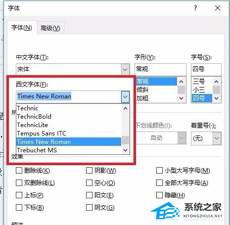 Word软件中如何切换中文字体和西班牙字体