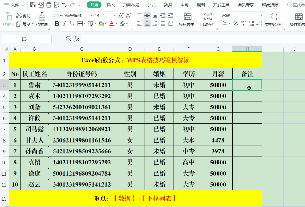 wps表格实战