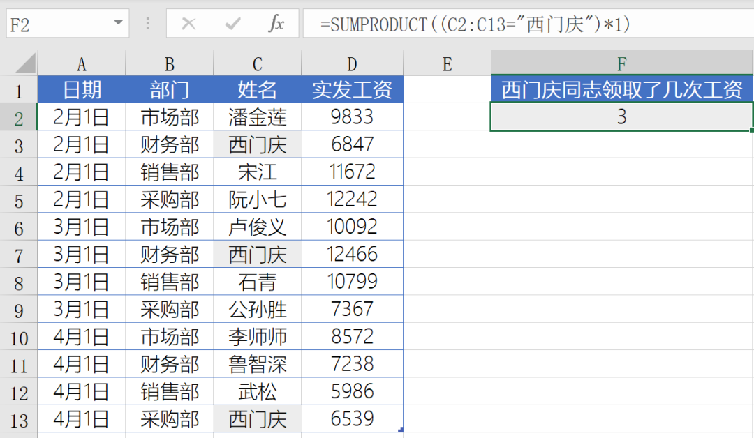 sumproducts函数