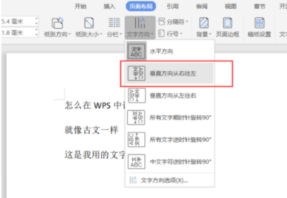 wps 文字竖向