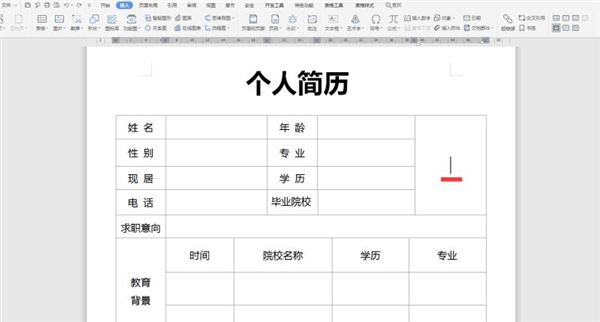 word弄简历