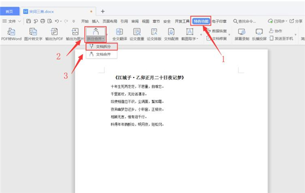 word拆分文档快捷键