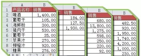 汇总多张相同项目的表