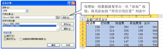 按位置进行合并计算