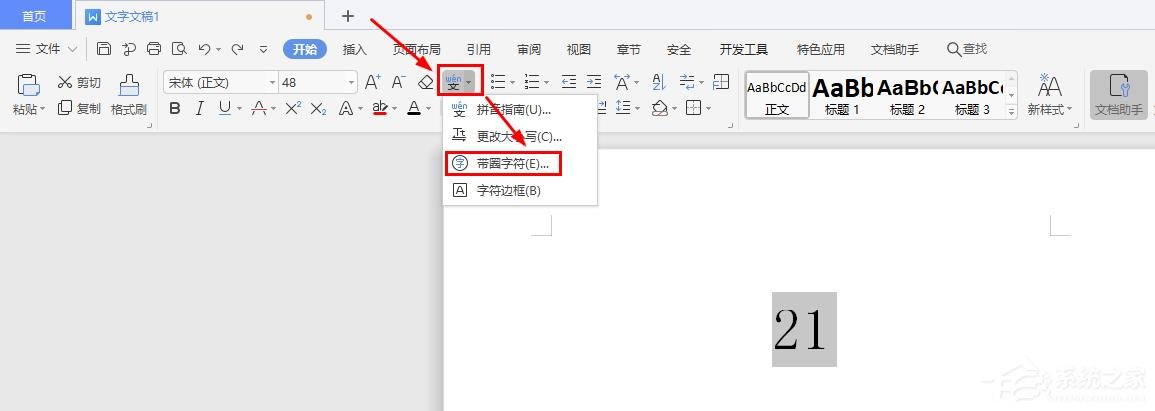 wps带圈数字20以上怎么输入