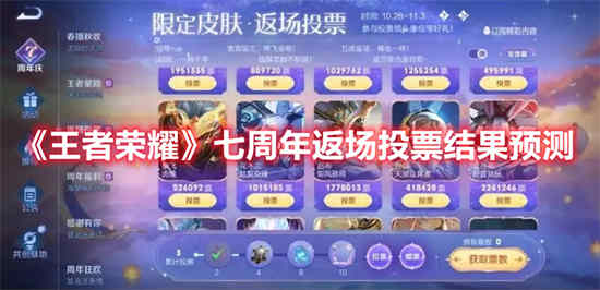 王者荣耀七周年返场皮肤