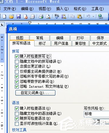 word关闭自动检测拼写